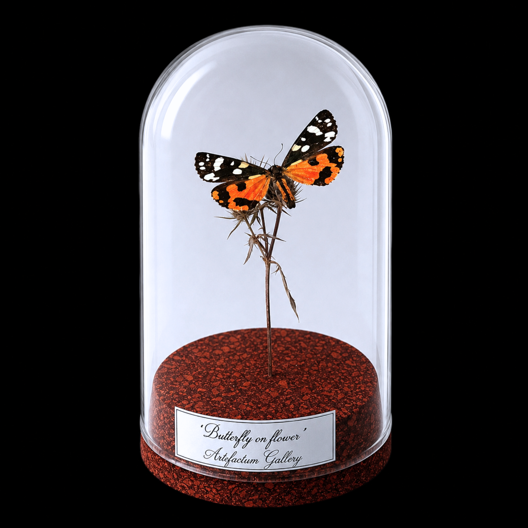 Callimorpha dominula 12 cm, Europe Callimorpha dominula on dried bloom in Glass cloche 12 cm, Europe123
