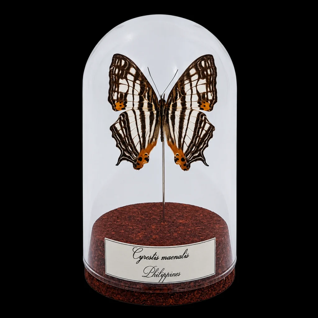Cyrestis maenalis in Glass Cloche 10 cm, Philippines
