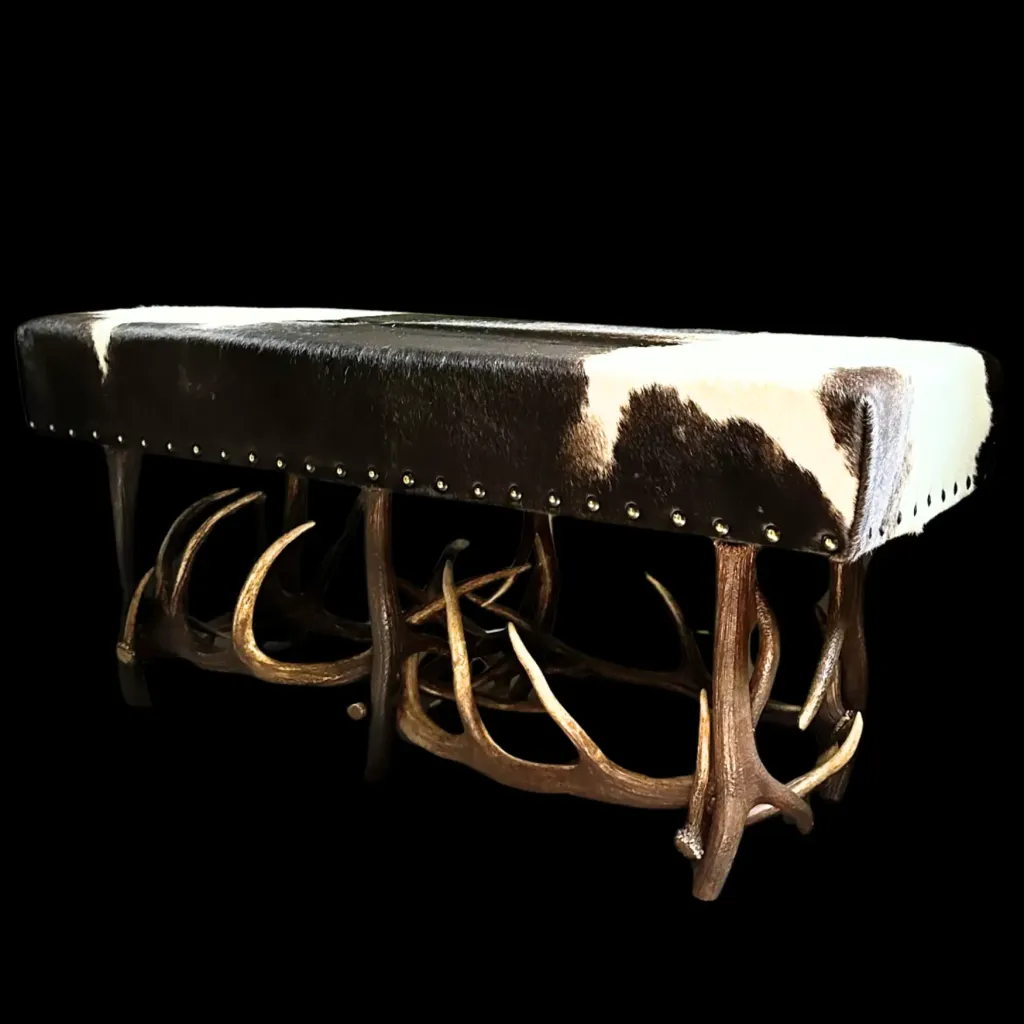 Antler Bench with Cowhide Upholstery – A Statement of Rustic Luxury - preview photo 3123
