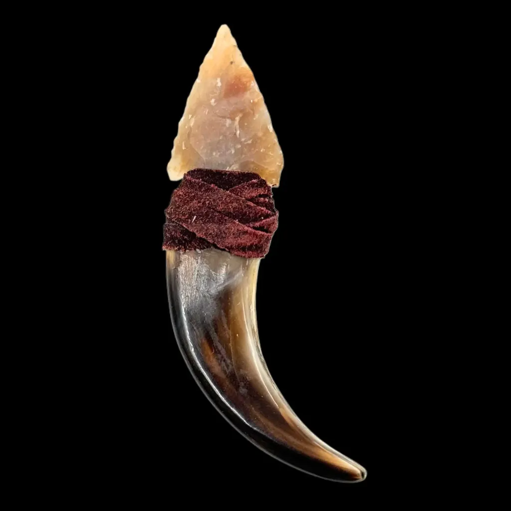 Bear Claw and Quartz Blade on Whale Bone - Tribal Symbol of Power and Craft - preview photo 4123