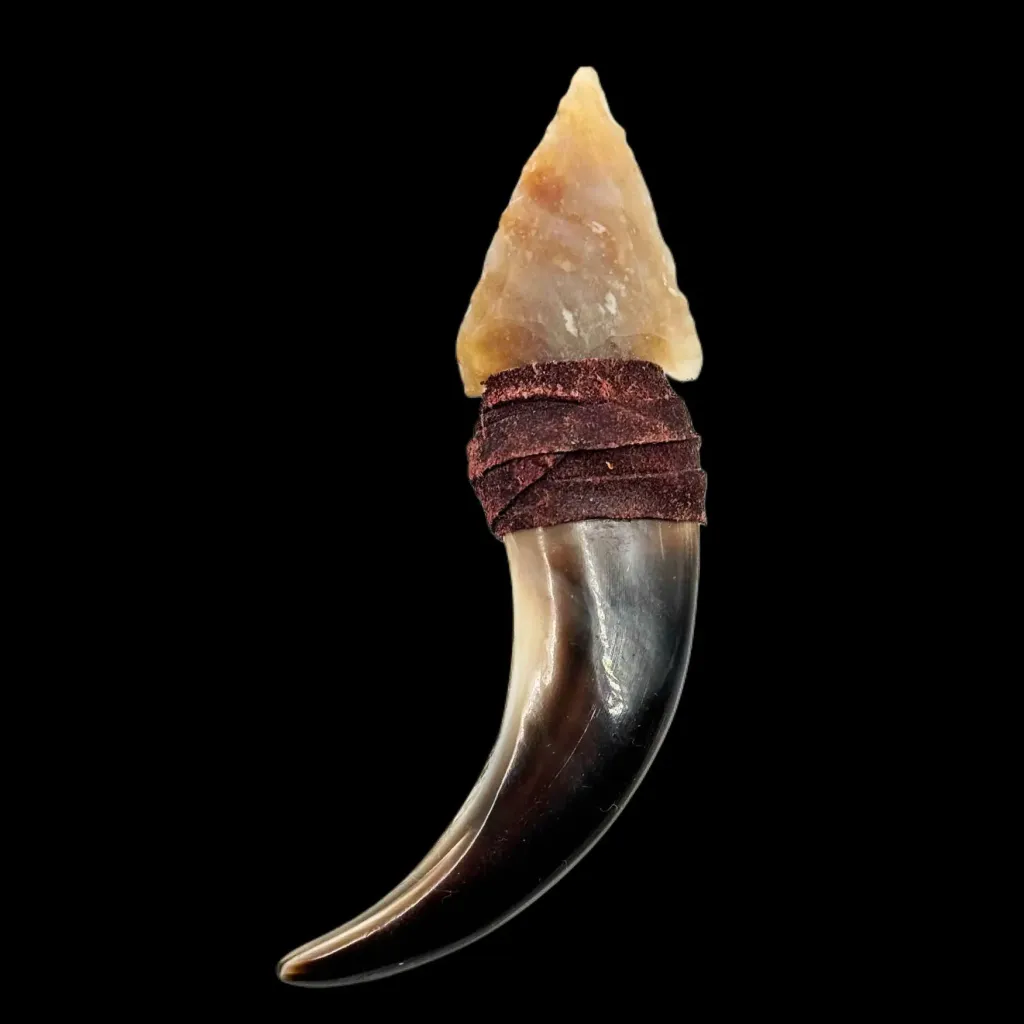 Bear Claw and Quartz Blade on Whale Bone - Tribal Symbol of Power and Craft - preview photo 2123