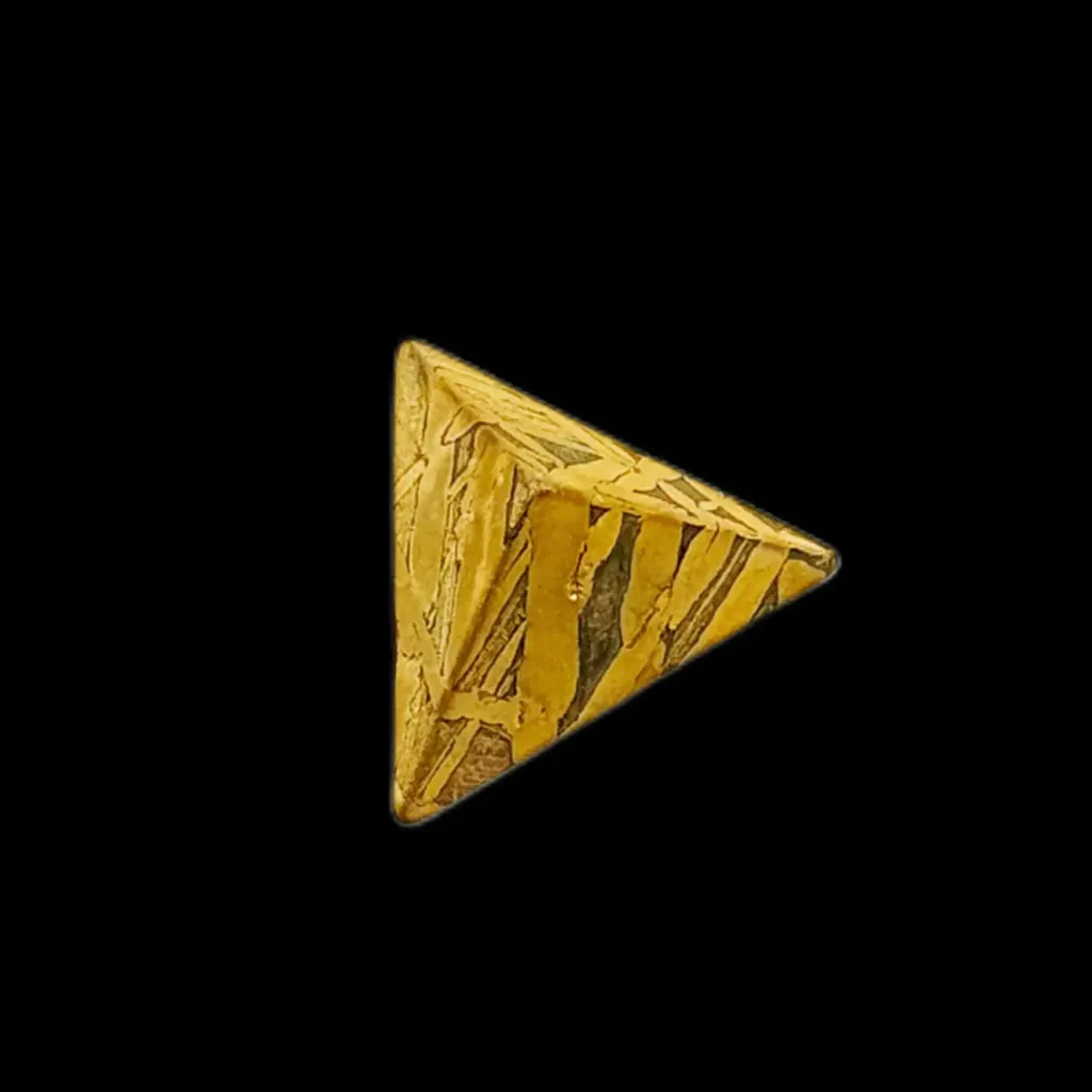 11.532 g Pallasite meteorite fragment, 24k gold gilded, Widmanstätten pattern, 4 bln years old - preview photo 1123