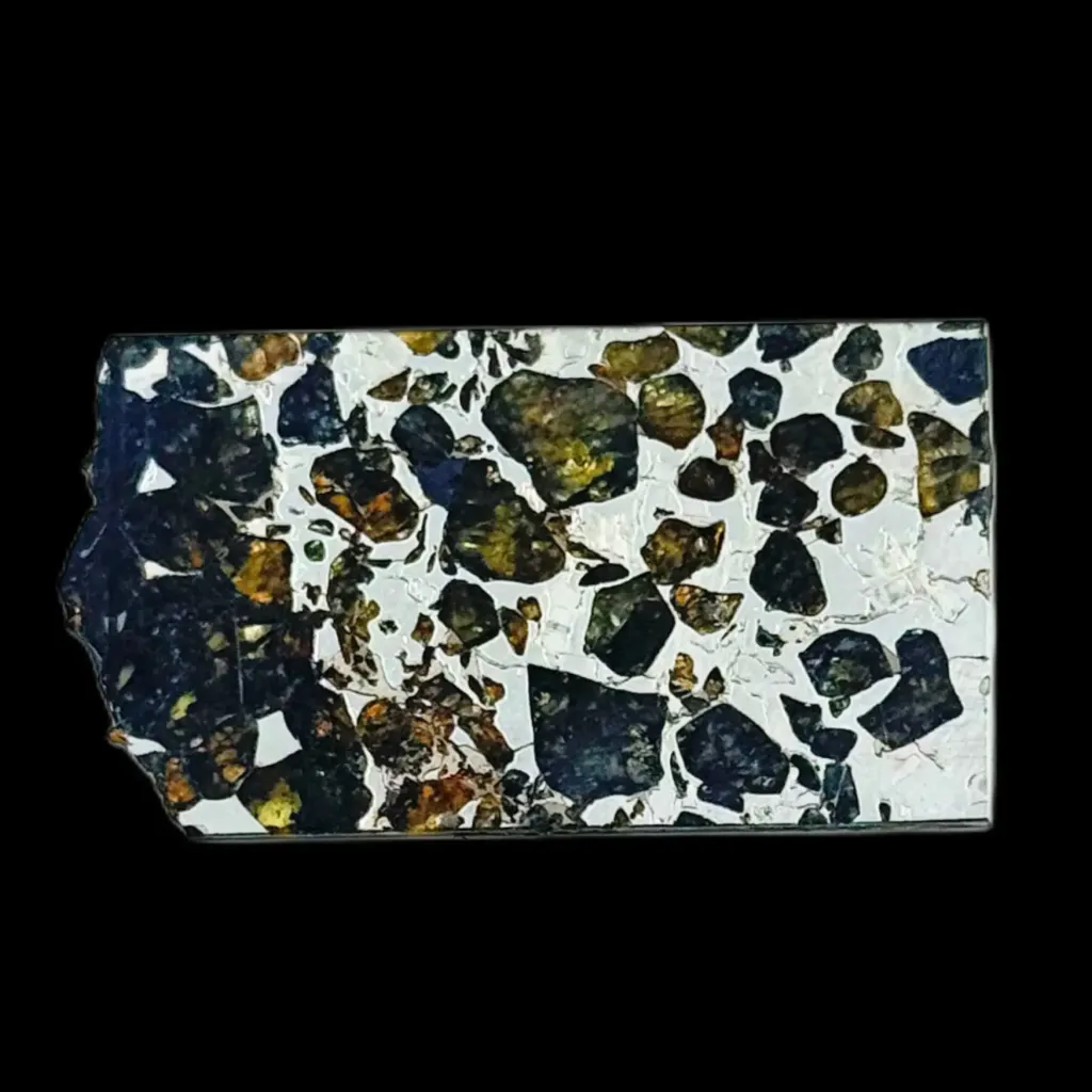 14.84 克橄欖石鐵隕石切片，展示維德曼花紋，40 億年歷史 - 預覽圖片 2123