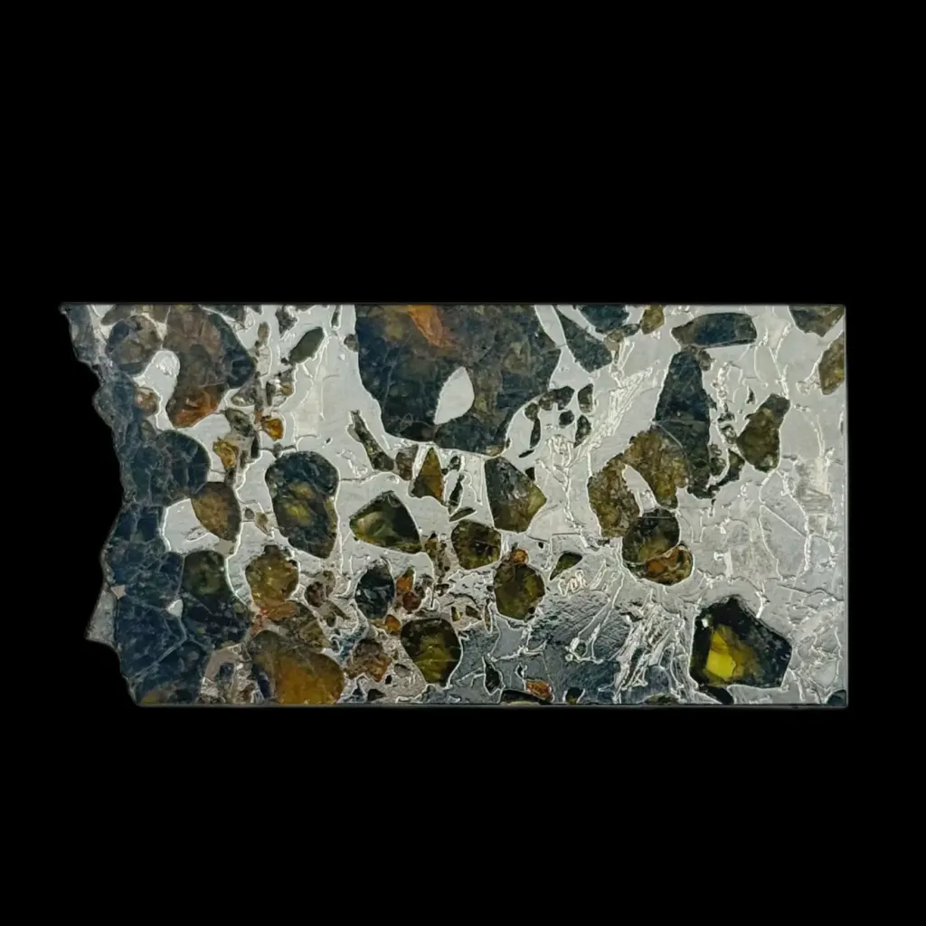 21.22 g Pallasite  meteorite slice showcasing Widmanstätten pattern, 4 bln years old - preview photo 2123