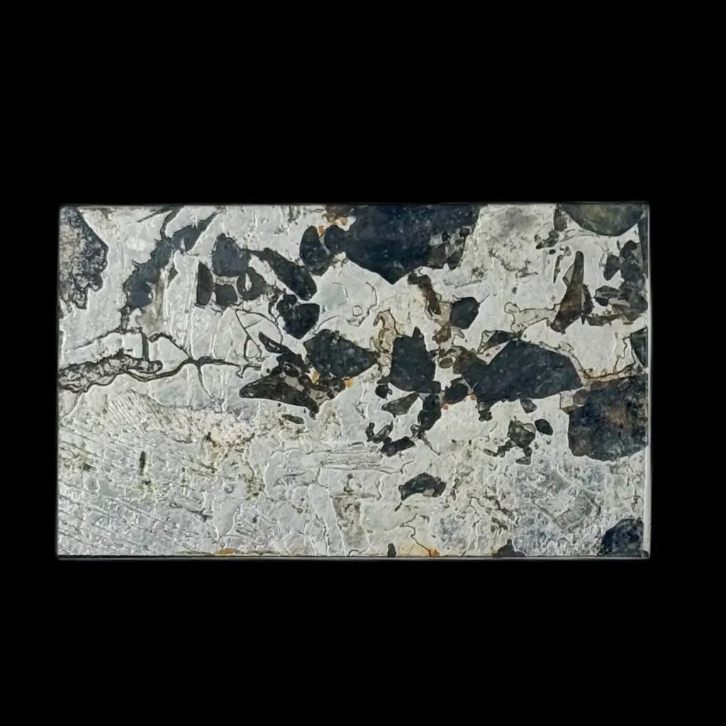 22.981 g Pallasite meteorite slice showcasing Widmanstätten pattern, 4 bln years old - preview photo 2123