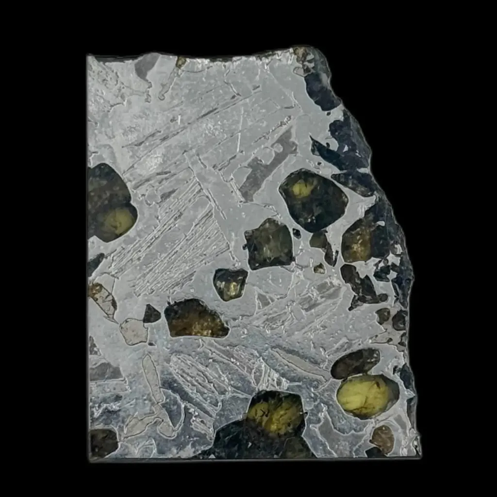 23.4 g Pallasite meteorite slice showcasing Widmanstätten pattern, 4 bln years old - preview photo 1123