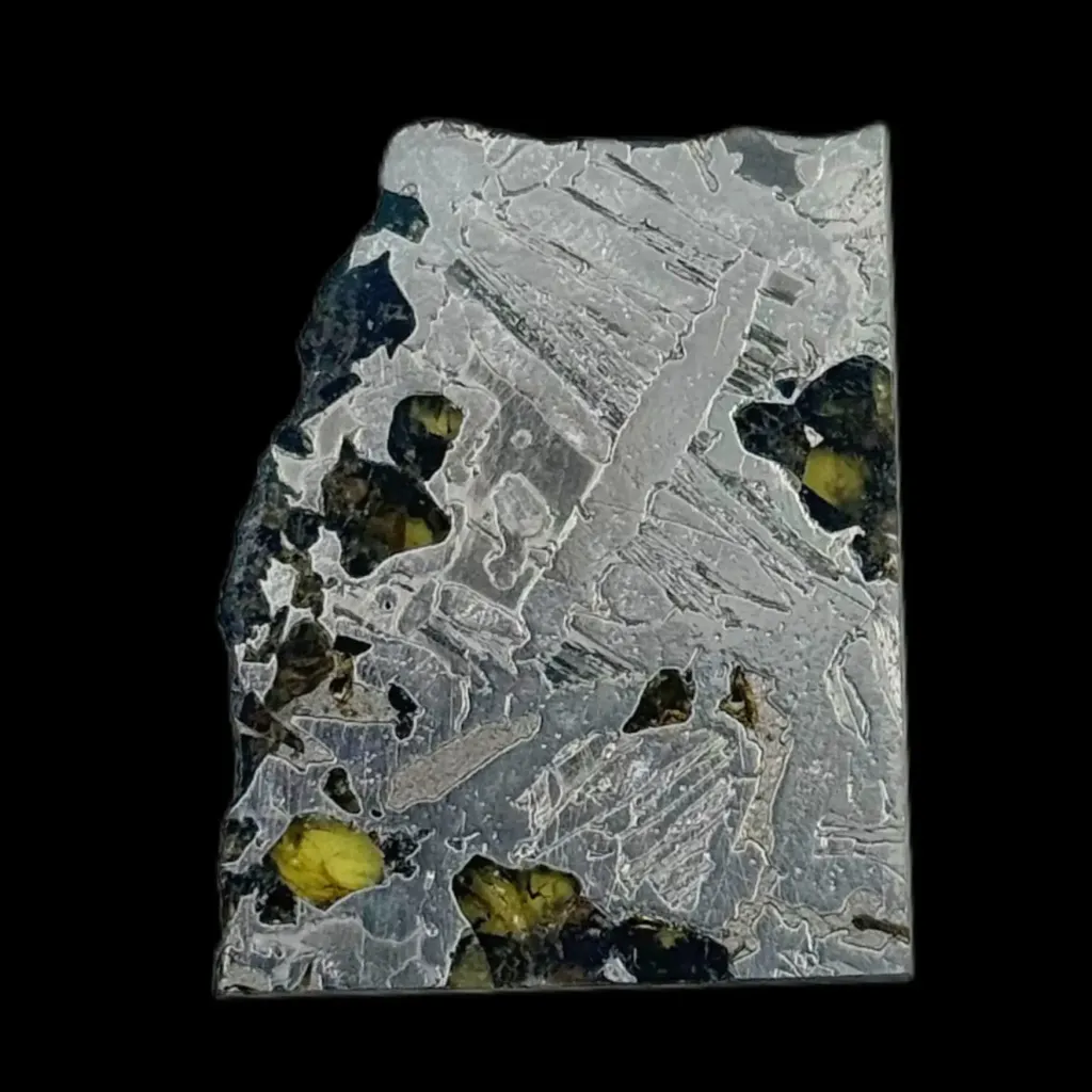 23.4 g Pallasite meteorite slice showcasing Widmanstätten pattern, 4 bln years old - preview photo 2123
