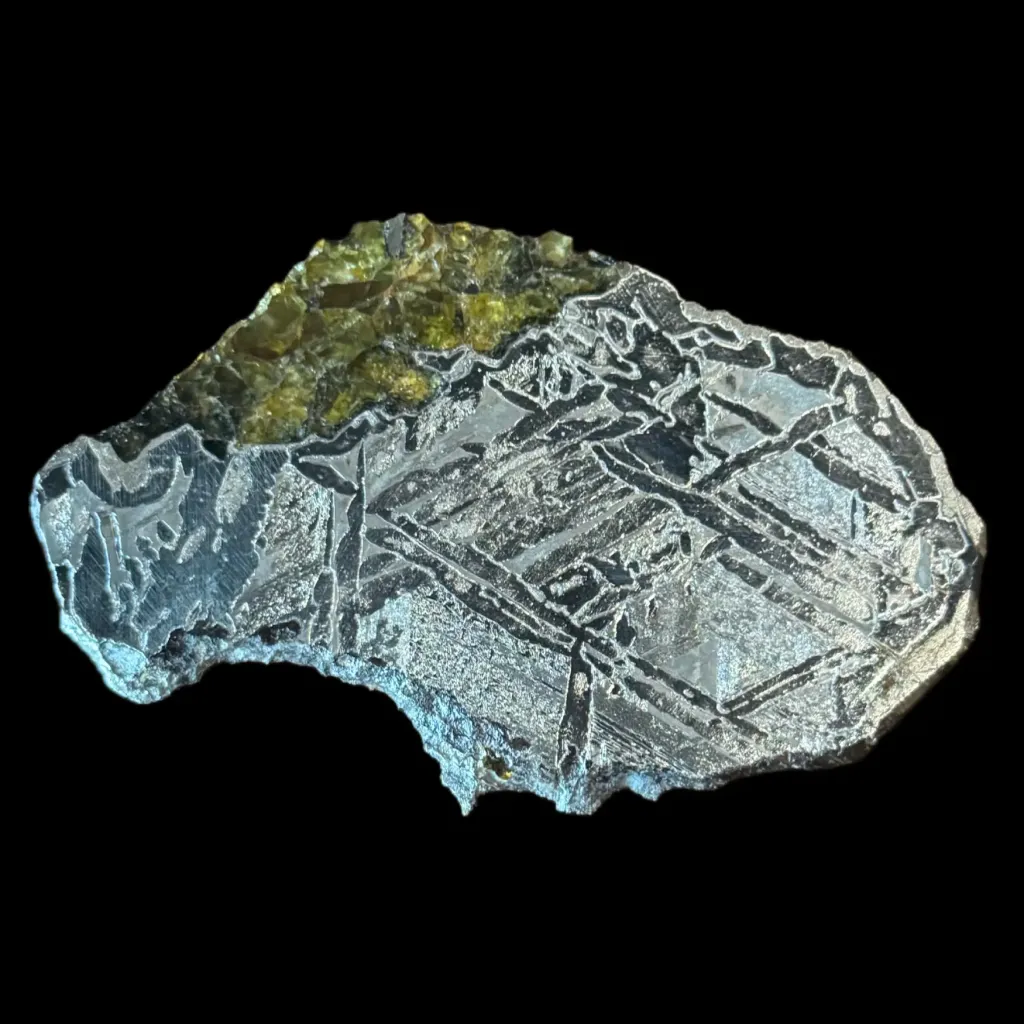 53 g rare iron-nickel Pallasite meteorite with Widmanstätten pattern, 4 bln years old - preview photo 3123