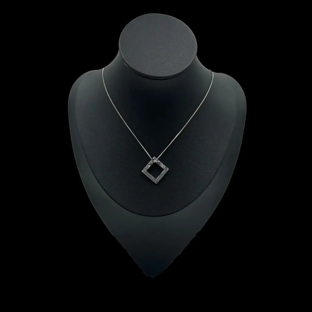 Geometric Elegance: Square Muonionalusta Meteorite Pendant - preview photo 2123
