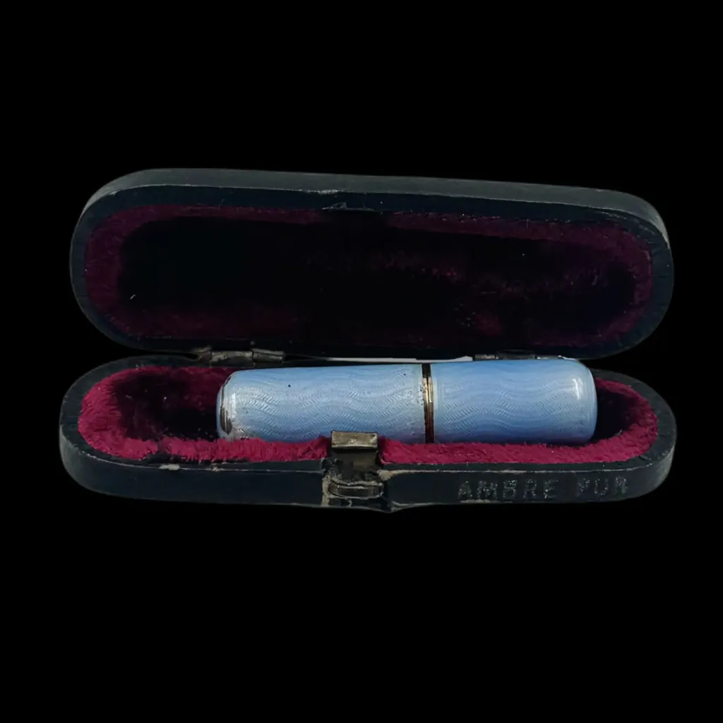 Elegant Preservation: Brass Medicinal Flask with Enamel Design and Velvet-Lined Case - preview photo 3123