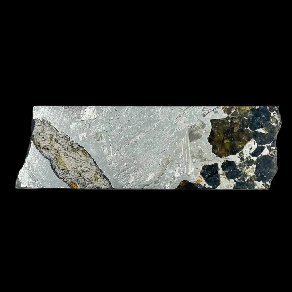 40.90 g Pallasite  meteorite slice showcasing Widmanstätten pattern, 4 bln years old - preview photo 2123