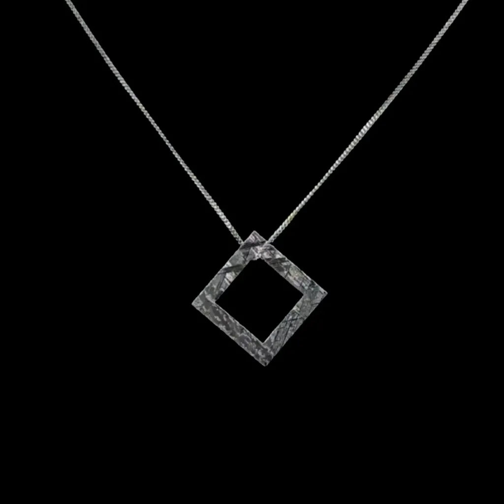 Geometric Elegance: Square Muonionalusta Meteorite Pendant - preview photo 1123