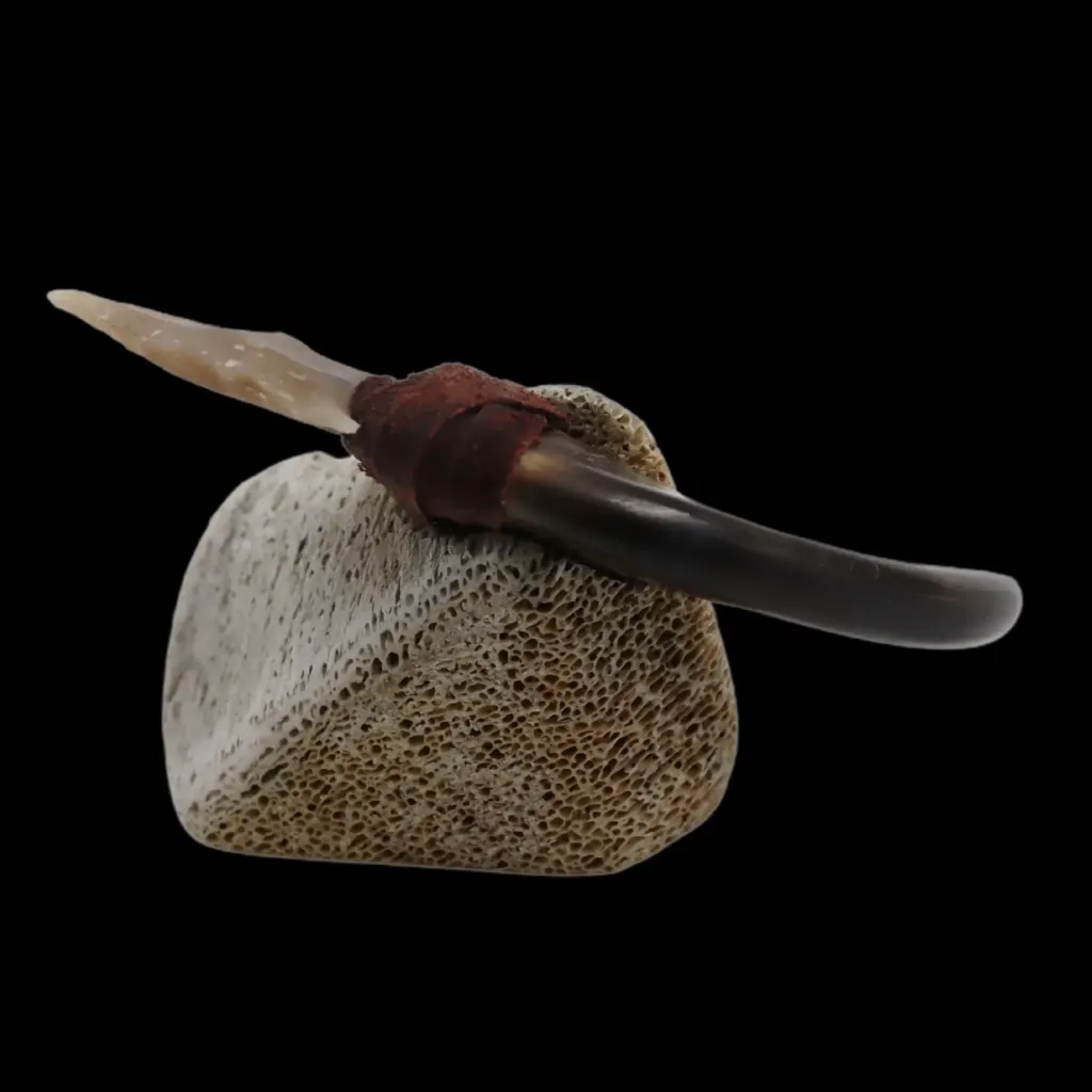 Bear Claw and Quartz Blade on Whale Bone - Tribal Symbol of Power and Craft - preview photo 6123
