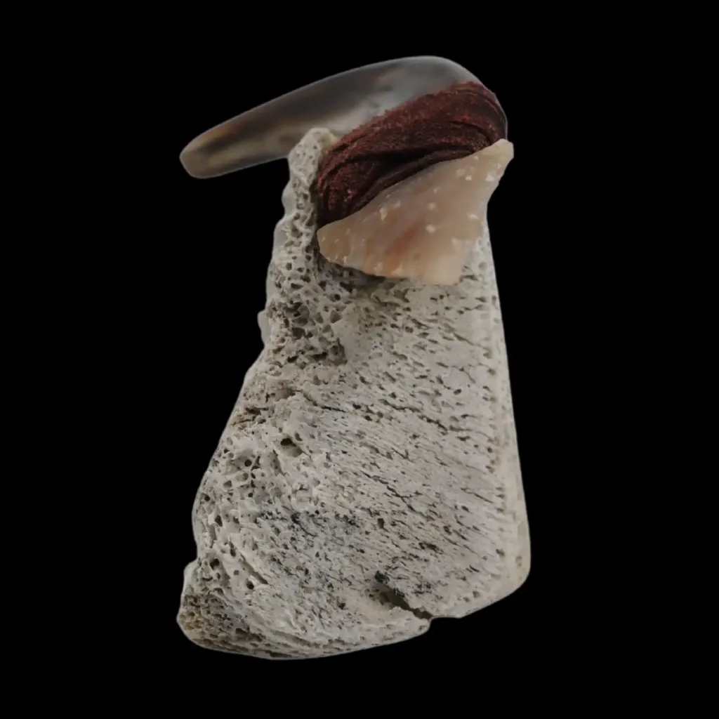 Bear Claw and Quartz Blade on Whale Bone - Tribal Symbol of Power and Craft - preview photo 5123