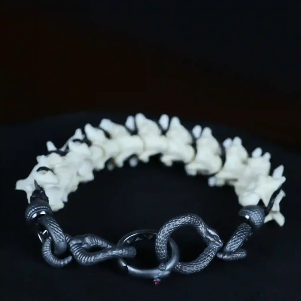 Silver and Ruby Snake Skeleton Bracelet - preview photo 2123