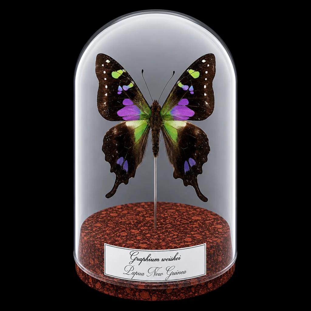 Graphium weiskei in Glass Cloche 12 cm, Papua New Guinea