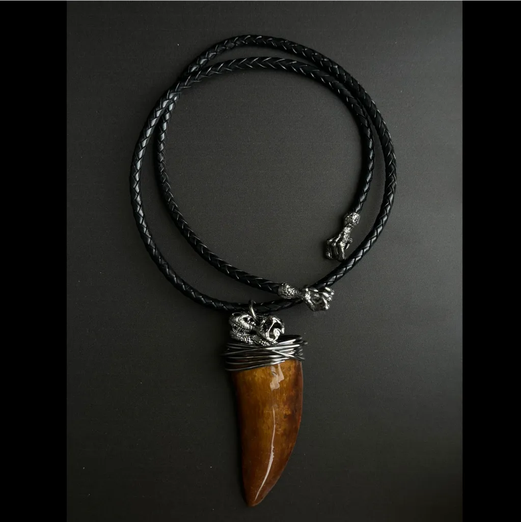 Silver pendant with Carcharodontosaurus tooth - preview photo 2123