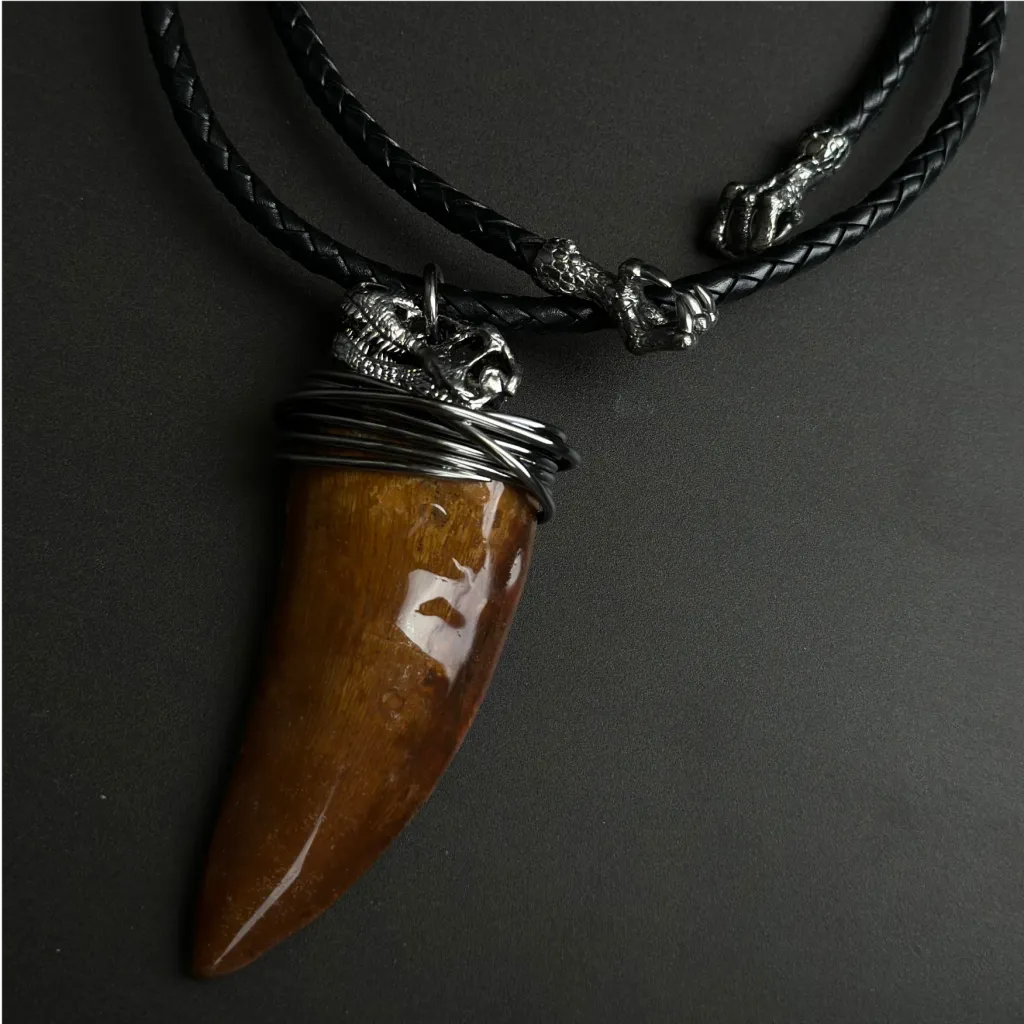 Silver pendant with Carcharodontosaurus tooth - preview photo 1123