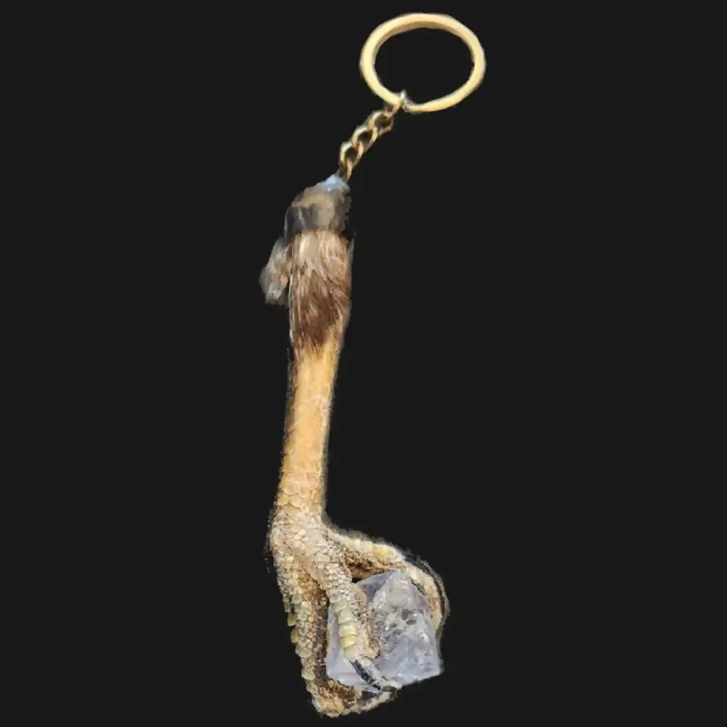 Buzzard Foot Keychain with Rock Crystal – A Symbol of Vision and Purity