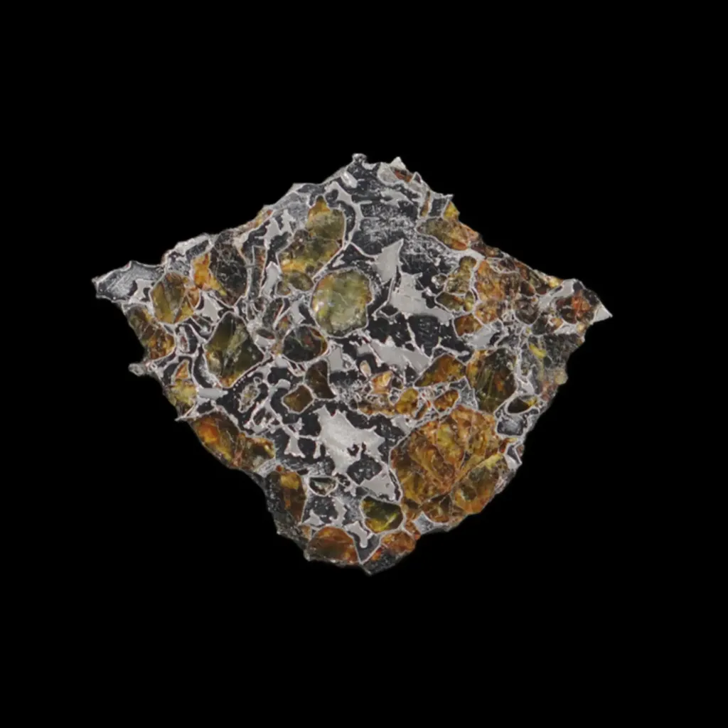 25 g Compact Pallasite meteorite slice with unique Widmanstätten pattern, 4 bln years old - preview photo 1123