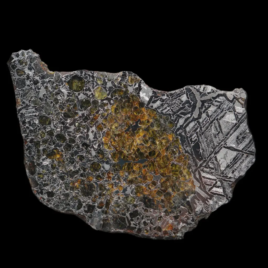 263 g Substantial Pallasite meteorite slice with crystalline Widmanstätten pattern, 4 bln years old - preview photo 2123