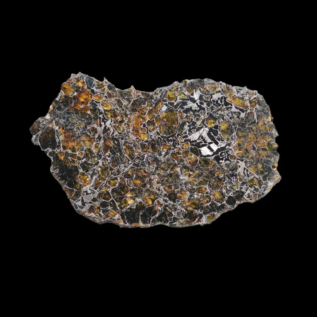 112 克保存完好的橄欖石鐵隕石切片，維德曼花紋（Widmanstätten），40 億年歷史 - 預覽圖片 2123