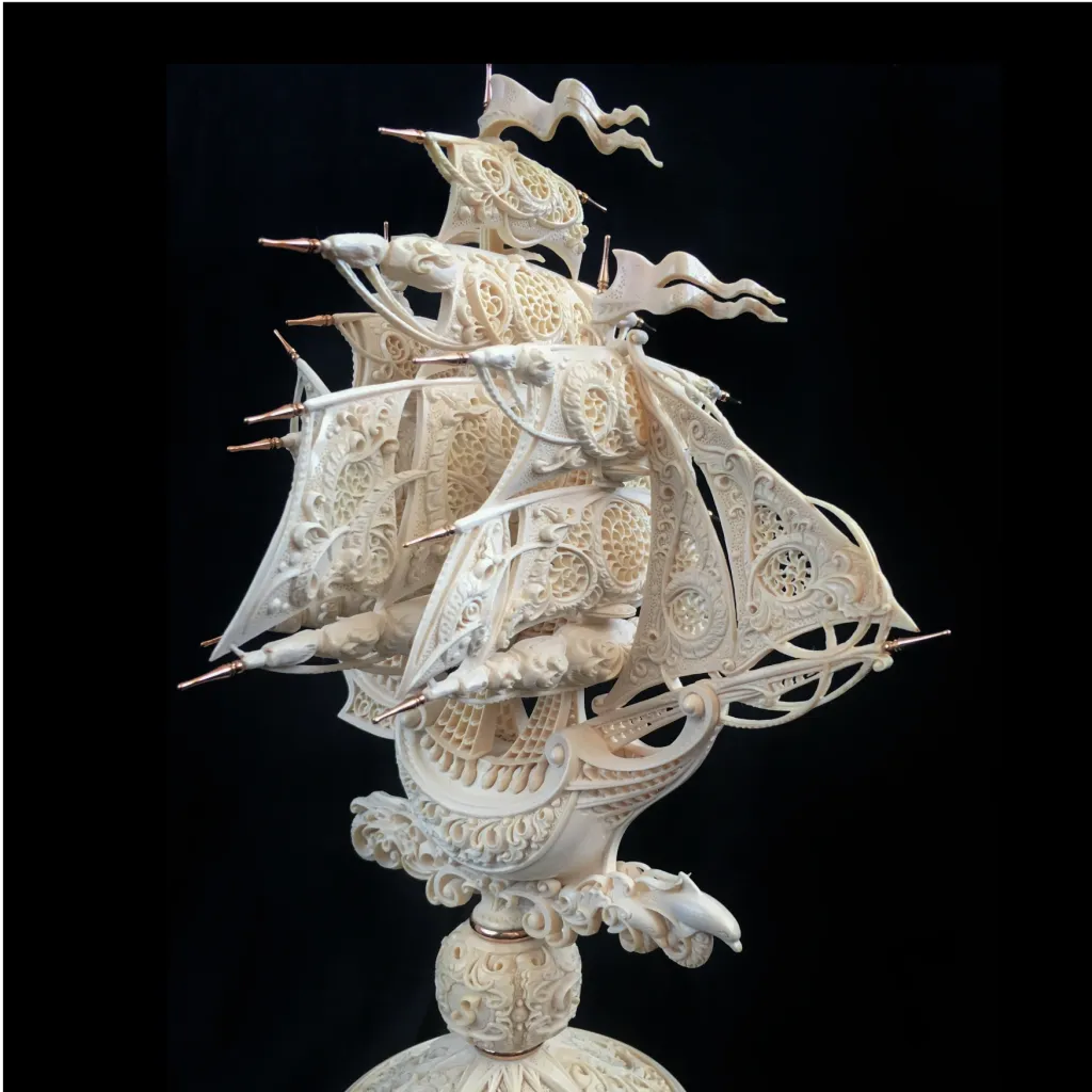 Mammoth ivory sculpture “White cloud” high quality mammoth tusk - preview photo 3123