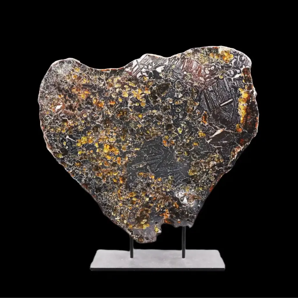 Rare pallasite meteorite with olivine crystals, 4 bln years old, 663 g - preview photo 1123
