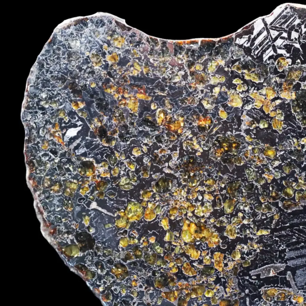 Rare pallasite meteorite with olivine crystals, 4 bln years old, 663 g - preview photo 3123