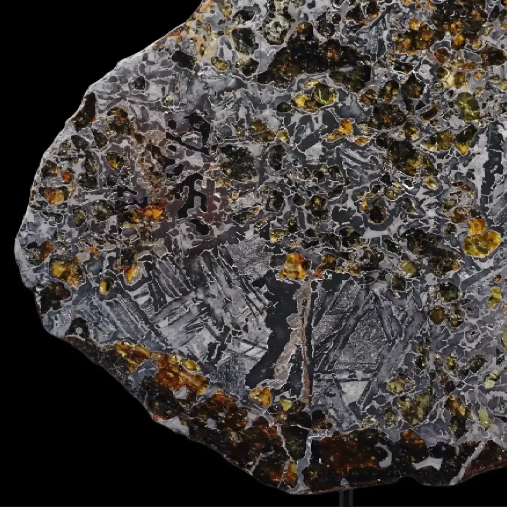 Rare pallasite meteorite with olivine crystals, 4 bln years old, 583 g - preview photo 3123