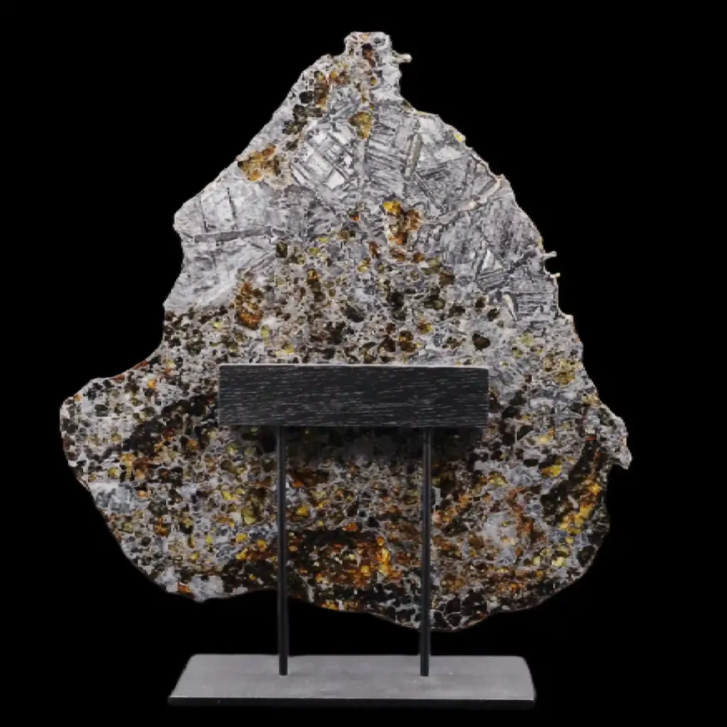Rare pallasite meteorite with olivine crystals, 4 bln years old, 583 g - preview photo 2123