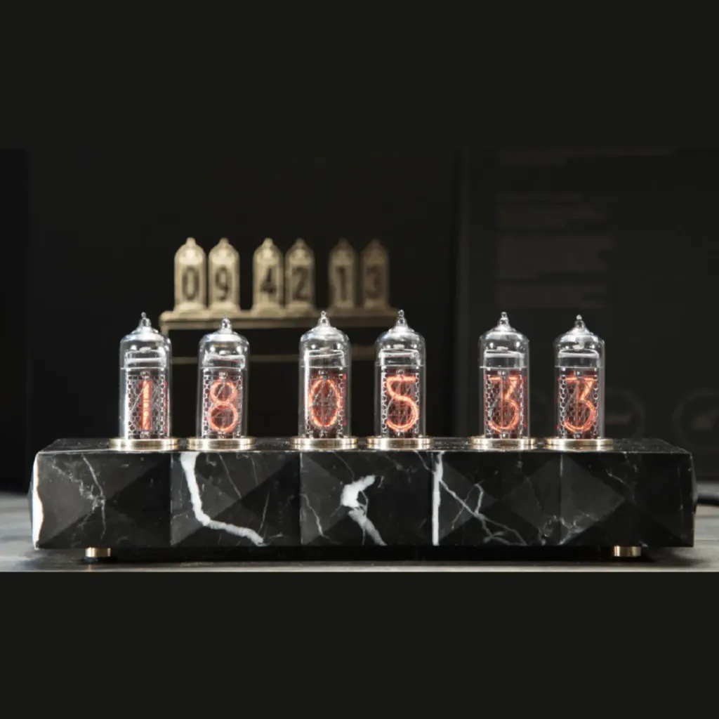 Saturn-5 Clock in Nero Marquina Marble – Masterpiece of Design and Craftsmanship - preview photo 1123
