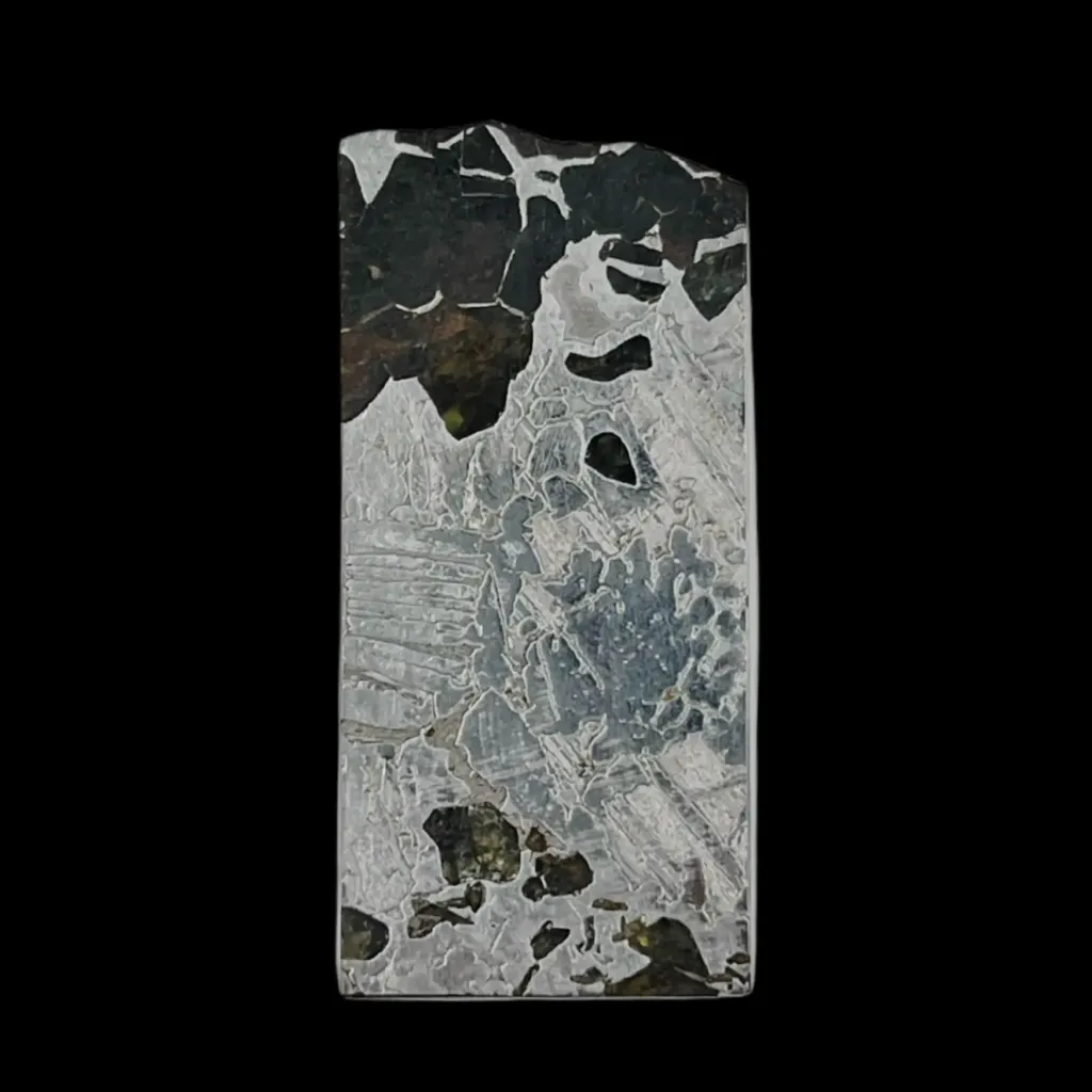 27.8 g Pallasite meteorite slice with full Widmanstätten pattern, etched to perfection - preview photo 2123