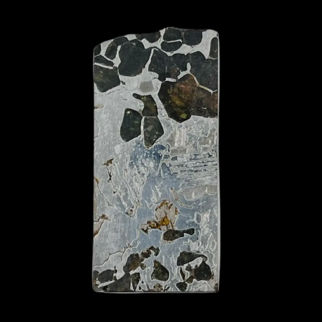 27.8 g Pallasite meteorite slice with full Widmanstätten pattern, etched to perfection - preview photo 1123