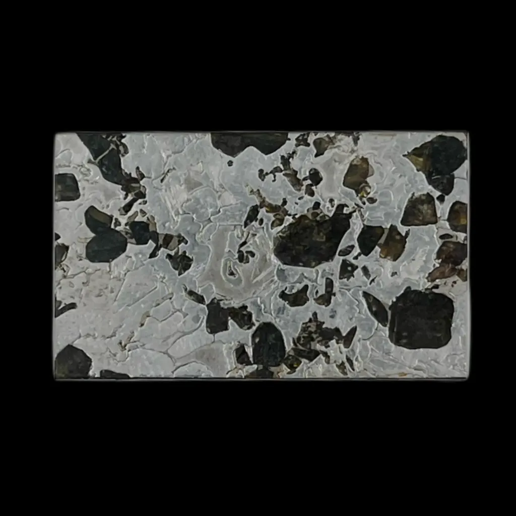 21.8 g Pallasite meteorite slice with etched Widmanstätten texture - preview photo 2123