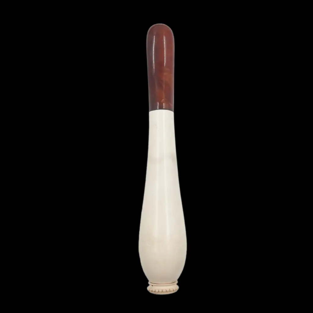 White Stone and Amber Smoking Pipe in Original Case – 19th Century European Craftsmanship