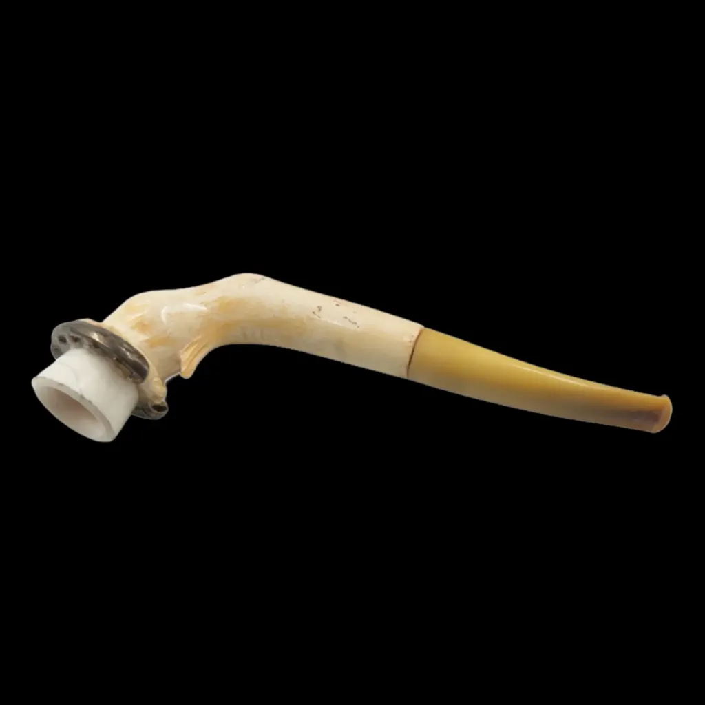 White Stone Meerschaum Smoking Pipe in Original Fitted Case – Mid-19th Century European Craftsmanship - preview photo 2123