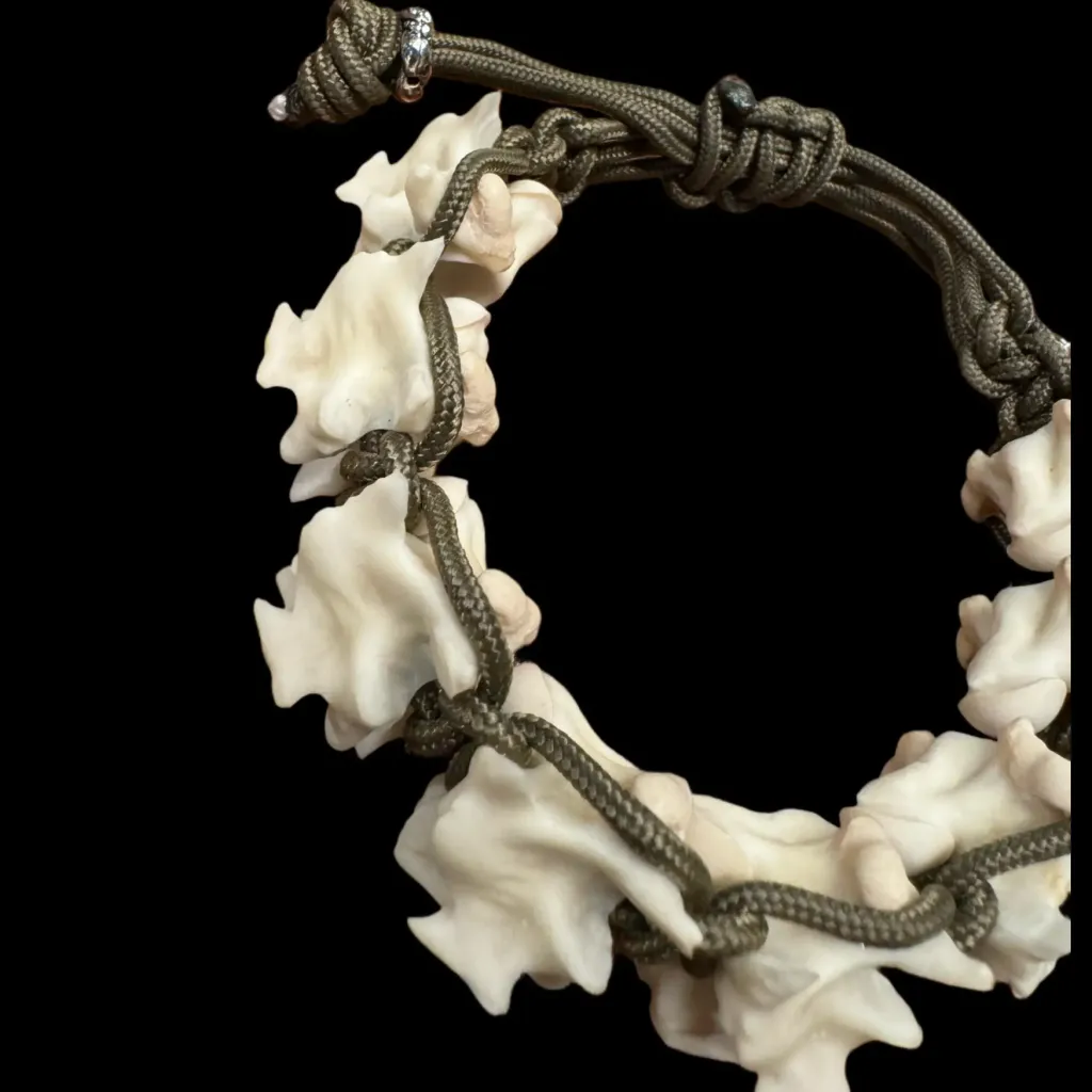 Wild Elegance: Handcrafted Python Bone Bracelet with Woven Textile Cord - preview photo 2123