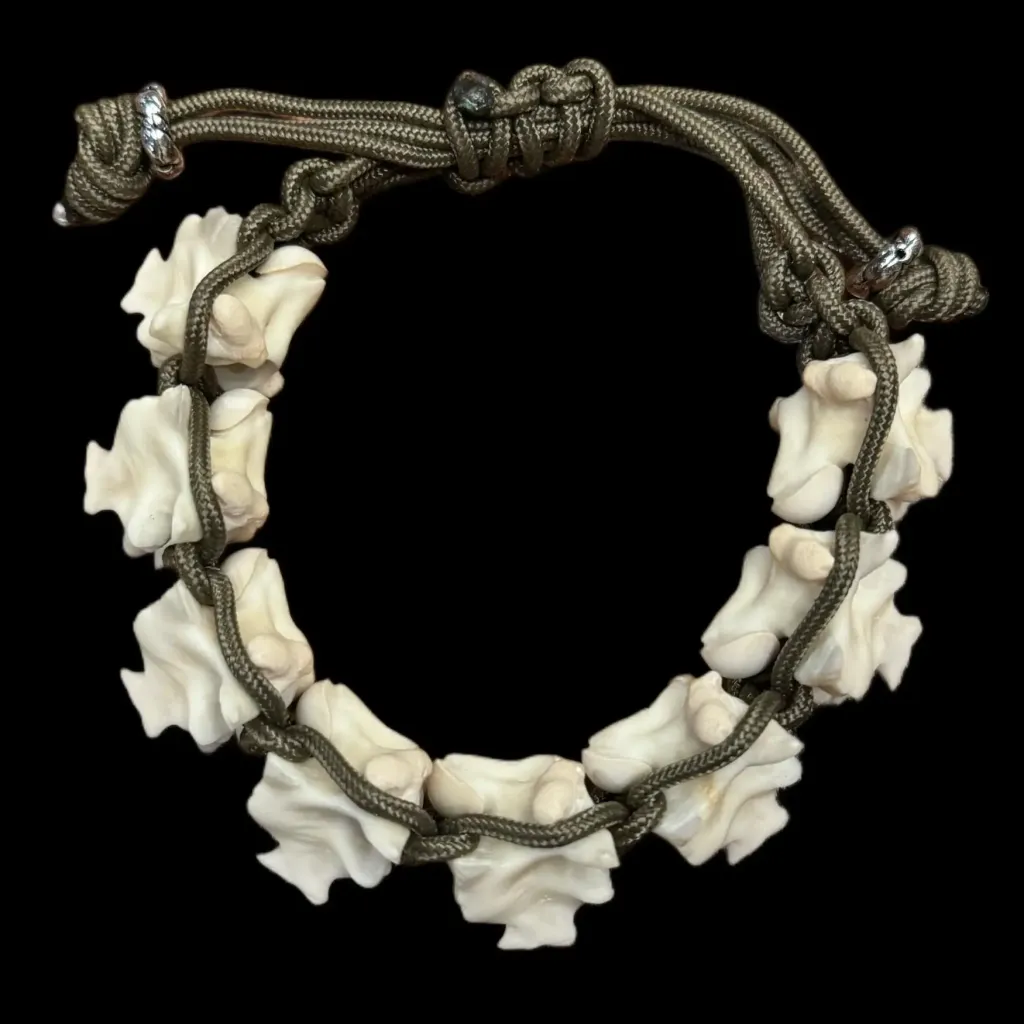 Wild Elegance: Handcrafted Python Bone Bracelet with Woven Textile Cord - preview photo 1123