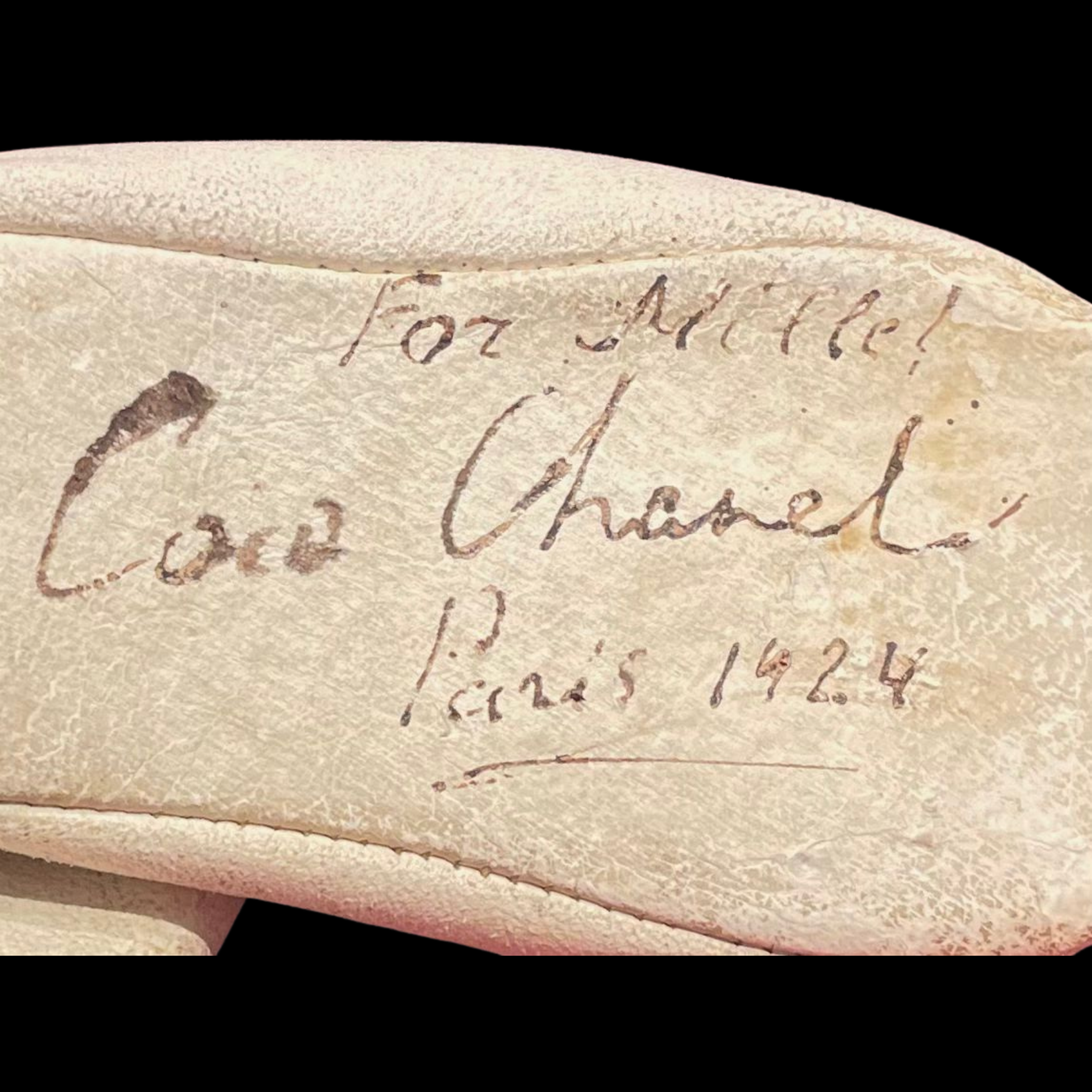 Coco Chanel（可可·香奈兒）親筆簽名題贈嬰兒鞋，巴黎，1924 年 - 預覽圖片 3123